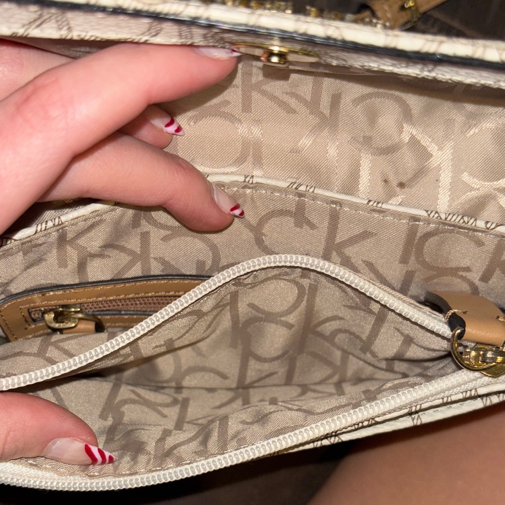 Calvin Klein Beige Monogram Crossbody Bag - Picture 5 of 6